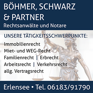 Anzeige der Kanzlei Böhmer, Schwarz und Partner in Erlensee